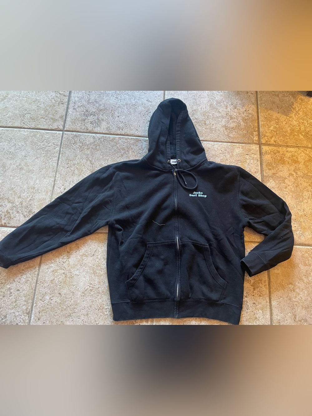 Black Full-Zip Hoodie with Small Chest Logo